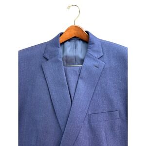 Lauren Ralph Lauren Mens Wool Blend 2 Button Suit‎ Blue 50L Pants 46X27 Stretch